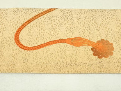 平和屋着物◎九寸名古屋帯　総刺繍　結び紐文　金糸　正絹　逸品　DABH3390qp