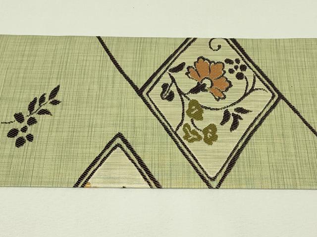 平和屋着物◎九寸名古屋帯　花菱文　正絹　逸品　DABH3393qp