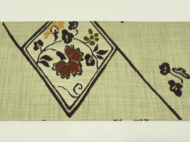 平和屋着物◎九寸名古屋帯　花菱文　正絹　逸品　DABH3393qp
