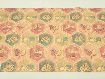 平和屋着物◎九寸開き名古屋帯　成り物　抽象文様　正絹　逸品　未使用　DABH3399qp