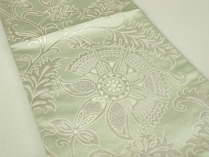 平和屋着物◎六通柄袋帯　ふくれ織　更紗花唐草文　銀糸　正絹　逸品　DABH3403qp