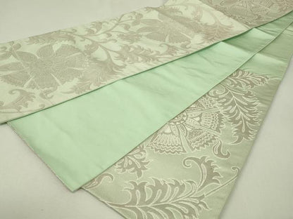 平和屋着物◎六通柄袋帯　ふくれ織　更紗花唐草文　銀糸　正絹　逸品　DABH3403qp