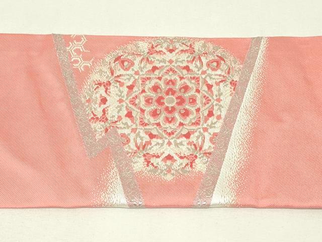 平和屋着物◎九寸名古屋帯　唐織　正倉院鳳凰花文　銀糸　正絹　逸品　DABH3412qp