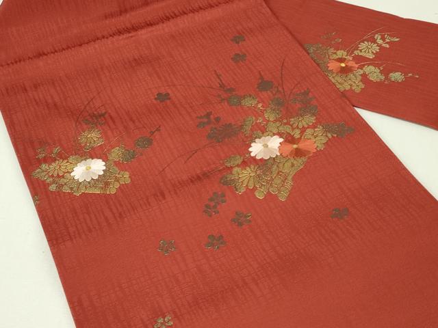 平和屋着物◎九寸名古屋帯　刺繍　花筏文　金彩　正絹　逸品　DABH3414qp
