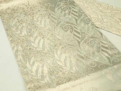 平和屋着物◎九寸名古屋帯　唐草葉文　金銀糸　正絹　逸品　DABH3422qp