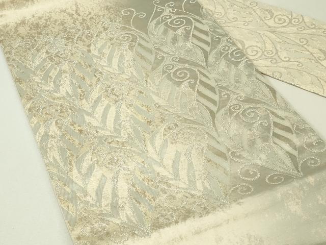 平和屋着物◎九寸名古屋帯　唐草葉文　金銀糸　正絹　逸品　DABH3422qp