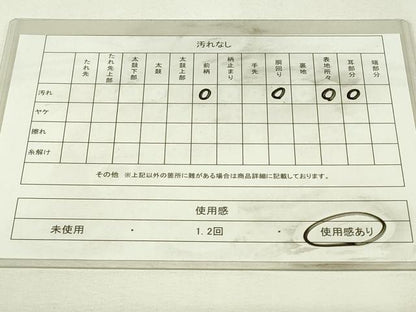 平和屋着物◎塩瀬　九寸名古屋帯　型染め　簪花文　正絹　逸品　DABH3425qp