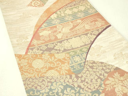 平和屋着物◎六通柄袋帯　花鳥唐草文　金糸　正絹　逸品　DABH3429qp