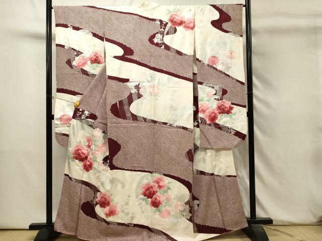 平和屋着物■豪華振袖　駒刺繍　絞り　流水草花文　銀彩　やまと誂製　正絹　逸品　DABH3440qp