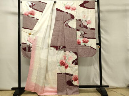 平和屋着物■豪華振袖　駒刺繍　絞り　流水草花文　銀彩　やまと誂製　正絹　逸品　DABH3440qp