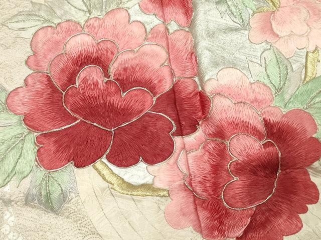 平和屋着物■豪華振袖　駒刺繍　絞り　流水草花文　銀彩　やまと誂製　正絹　逸品　DABH3440qp