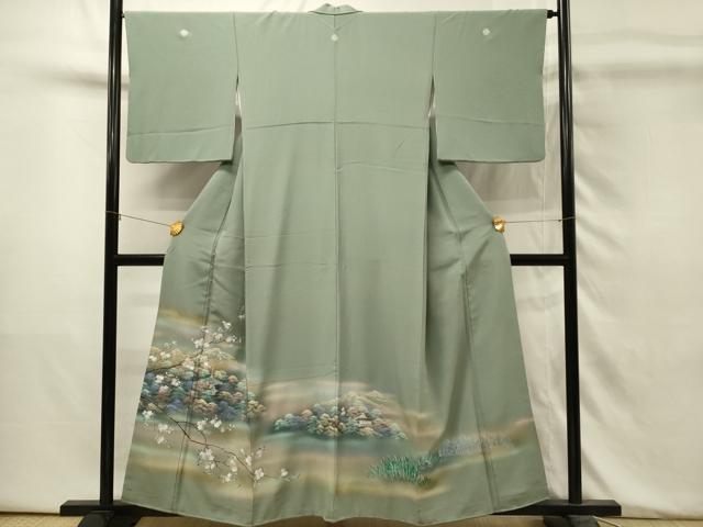 平和屋着物■豪華色留袖　風景樹林文　枝桜　暈し染め　金彩　正絹　逸品　DABH3446qp