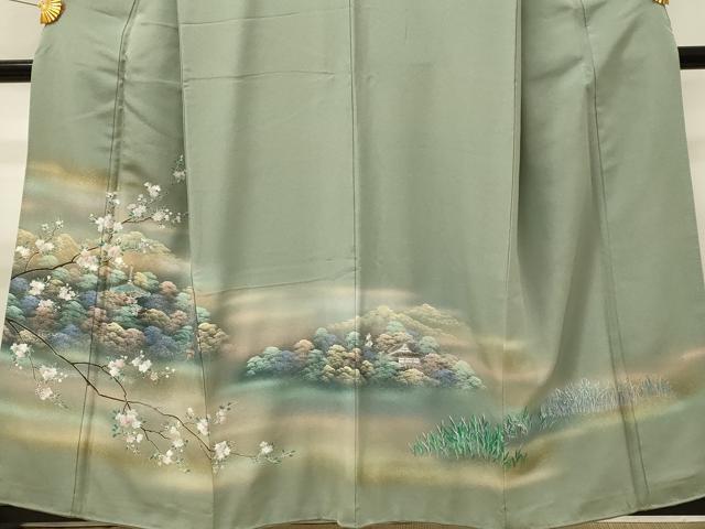 平和屋着物■豪華色留袖　風景樹林文　枝桜　暈し染め　金彩　正絹　逸品　DABH3446qp