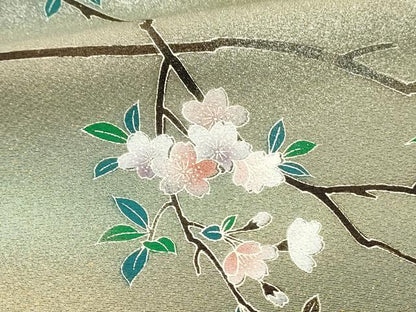 平和屋着物■豪華色留袖　風景樹林文　枝桜　暈し染め　金彩　正絹　逸品　DABH3446qp