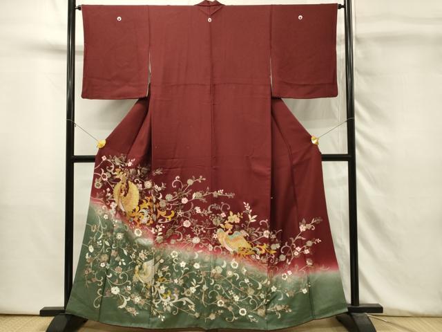 平和屋着物■豪華色留袖　更紗鳳凰花文　金銀彩　正絹　逸品　DABH3451qp