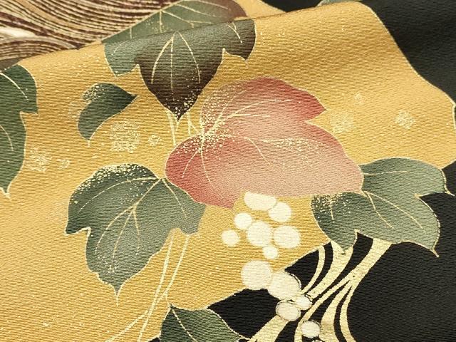 平和屋着物■豪華黒留袖　流水花松文　金彩　正絹　逸品　DABH3452qp