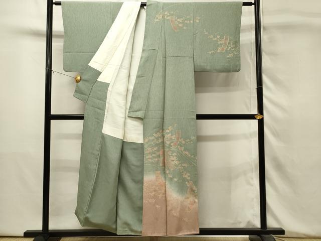 平和屋着物■訪問着　作家物　刺繍　短冊花文　暈し染め　金彩　正絹　逸品　DABH3458qp