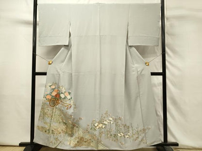 平和屋着物■豪華色留袖　駒刺繍　花車文　暈し染め　金彩　正絹　逸品　DABH3463qp