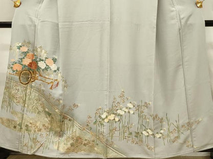 平和屋着物■豪華色留袖　駒刺繍　花車文　暈し染め　金彩　正絹　逸品　DABH3463qp