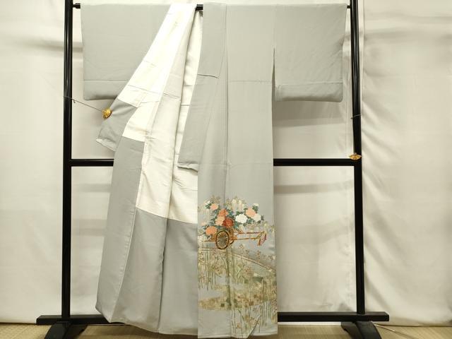 平和屋着物■豪華色留袖　駒刺繍　花車文　暈し染め　金彩　正絹　逸品　DABH3463qp
