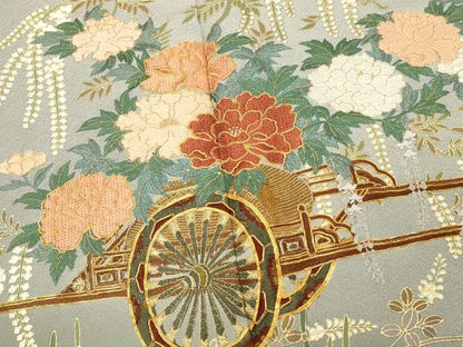 平和屋着物■豪華色留袖　駒刺繍　花車文　暈し染め　金彩　正絹　逸品　DABH3463qp