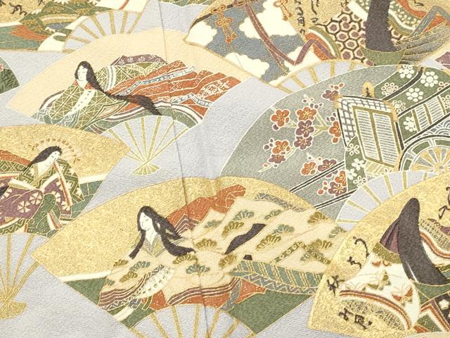 平和屋着物■豪華色留袖　地紙御所車人物花文　金彩　正絹　逸品　DABH3466qp