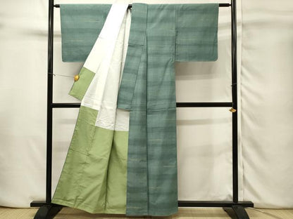 平和屋着物■上質な紬　横段文　正絹　逸品　DABH3469qp