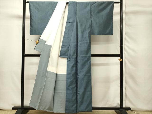 平和屋着物■上質な紬　霞文　御召御納戸色　正絹　逸品　DABH3470qp