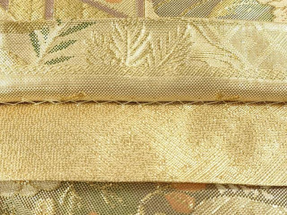 平和屋着物◎佐賀錦　六通柄袋帯　鴛鴦　渡橋花松文　金糸　正絹　逸品　DABH3502qp
