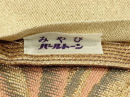 平和屋着物◎六通柄袋帯　孔雀花文　金糸　正絹　逸品　DABH3508qp