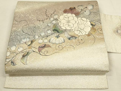 平和屋着物◎九寸名古屋帯　刺繍　辻が花　金彩　正絹　逸品　DABH3510qp