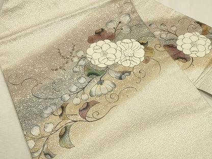 平和屋着物◎九寸名古屋帯　刺繍　辻が花　金彩　正絹　逸品　DABH3510qp