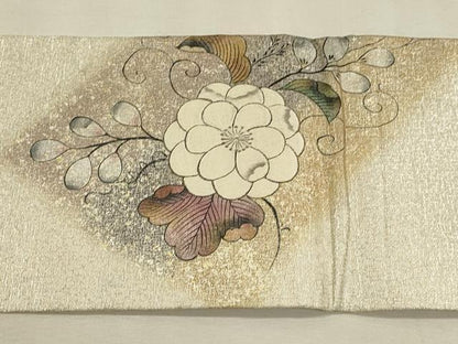 平和屋着物◎九寸名古屋帯　刺繍　辻が花　金彩　正絹　逸品　DABH3510qp