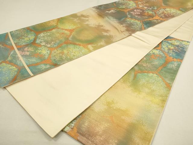 平和屋着物◎六通柄袋帯　亀甲文　金糸　引箔　正絹　逸品　DABH3518qp