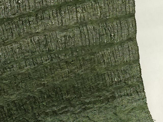 平和屋着物▽羽織・コート　反物　羽尺　スリーシーズン　春夏秋　塵除け　櫛織　青丹色　証紙付き　逸品　未使用　DABH3522zy