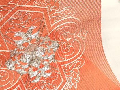 平和屋着物＊夏物　西陣　名古屋帯　帯反物　駒刺繍　総刺繍　草花文　証紙付き　逸品　未使用　DABH3535zy