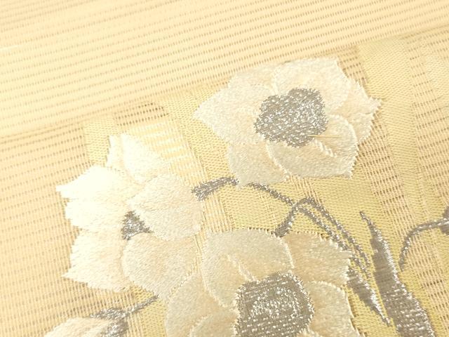 平和屋着物＊夏物　西陣まいづる　名古屋帯　帯反物　絽綴れ　水仙　スイセン　証紙付き　逸品　未使用　DABH3536zy