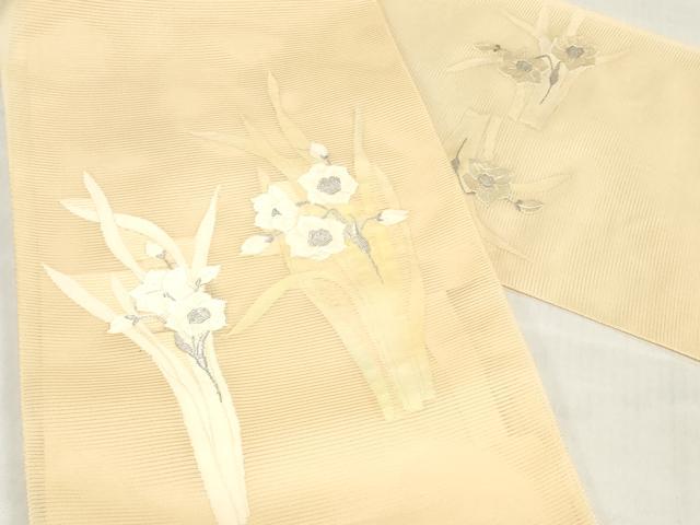 平和屋着物＊夏物　西陣まいづる　名古屋帯　帯反物　絽綴れ　水仙　スイセン　証紙付き　逸品　未使用　DABH3536zy