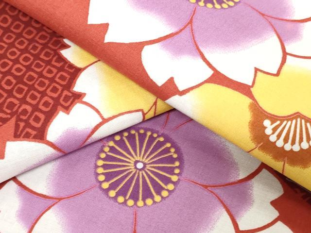 平和屋着物＊夏物　浴衣　反物　着尺　舞桜文　クイーンサイズ　綿　逸品　未使用　DABH3555zy