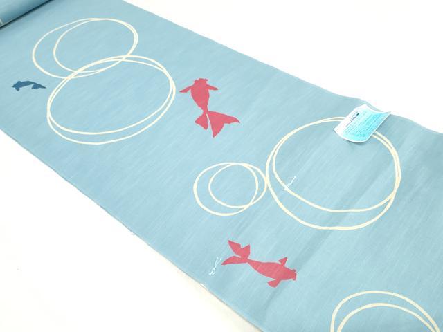 平和屋着物＊夏物　浴衣　反物　着尺　tumori chisato　金魚　クイーンサイズ　綿　逸品　未使用　DABH3557zy