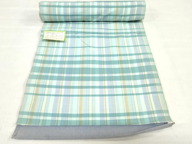 平和屋着物＊夏物　浴衣　反物　着尺　注染　東京本染　格子　綿　逸品　未使用　DABH3563zy
