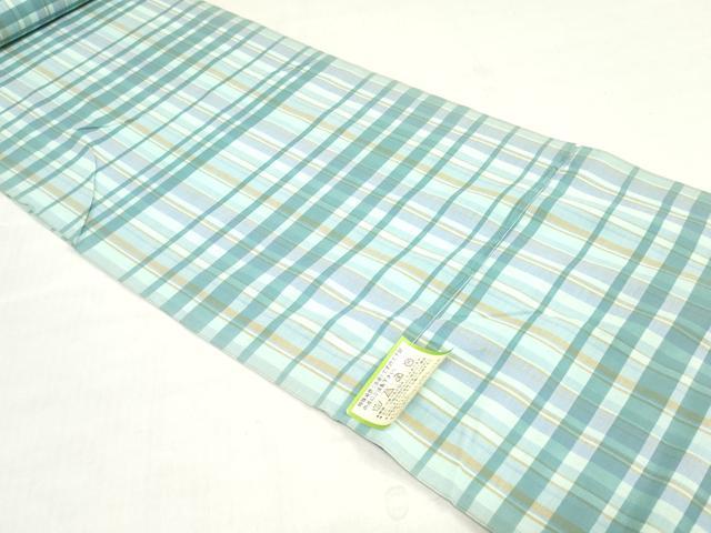 平和屋着物＊夏物　浴衣　反物　着尺　注染　東京本染　格子　綿　逸品　未使用　DABH3563zy