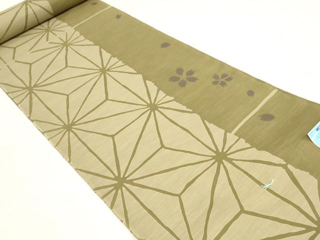 平和屋着物＊夏物　浴衣　反物　着尺　注染　tumori chisato　麻の葉間道　舞桜文　クインサイズ　綿　逸品　未使用　DABH3567zy