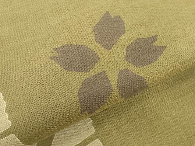 平和屋着物＊夏物　浴衣　反物　着尺　注染　tumori chisato　麻の葉間道　舞桜文　クインサイズ　綿　逸品　未使用　DABH3567zy