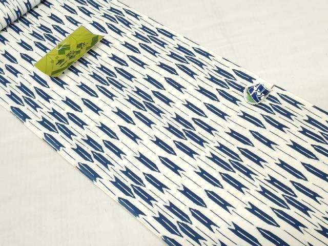 平和屋着物＊夏物　浴衣　反物　着尺　三瓢染　矢羽文　綿　逸品　未使用　DABH3605zy