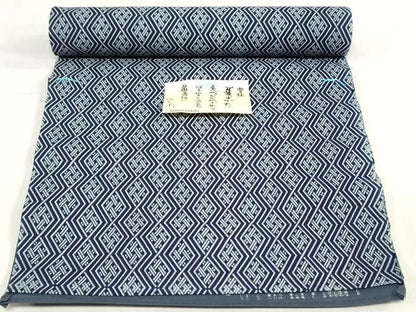 平和屋着物＊夏物　男性　浴衣　反物　着尺　注染　幾何学文　キングサイズ　綿　逸品　未使用　DABH3609zy