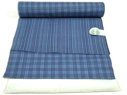 平和屋着物＊夏物　浴衣　反物　着尺　両面染　新江戸染　縞　格子　綿　逸品　未使用　DABH3611zy