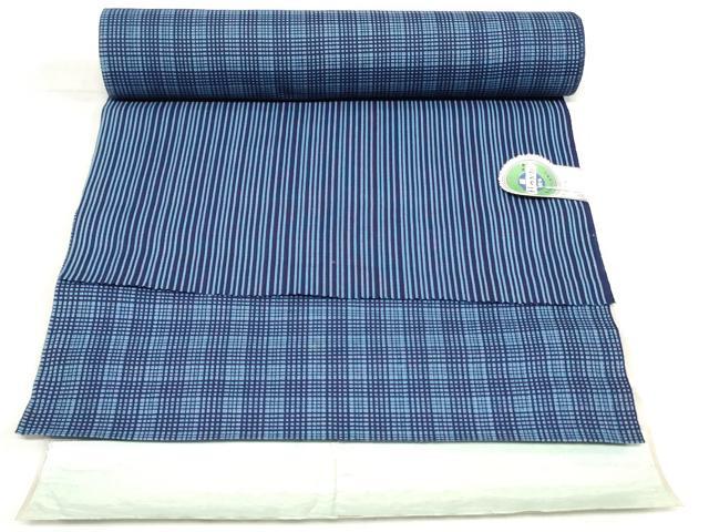 平和屋着物＊夏物　浴衣　反物　着尺　両面染　新江戸染　縞　格子　綿　逸品　未使用　DABH3611zy