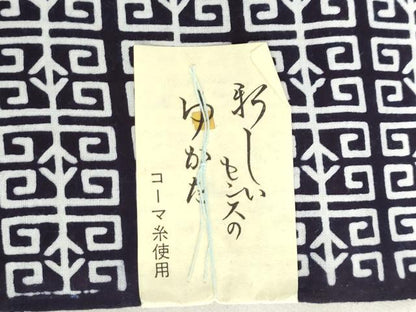平和屋着物＊夏物　浴衣　反物　着尺　注染　東京本染　抽象文様　コーマ糸使用　綿　逸品　未使用　DABH3613zy