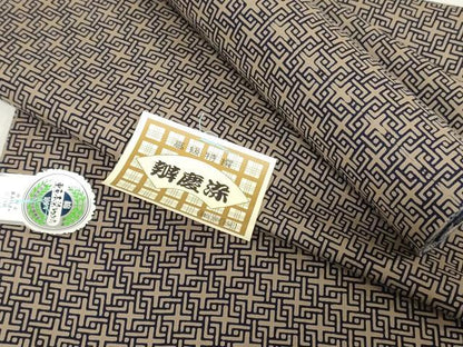平和屋着物＊夏物　男性　浴衣　反物　着尺　注染　東京本染　辨慶染　幾何学文　キングサイズ　綿　逸品　未使用　DABH3614zy